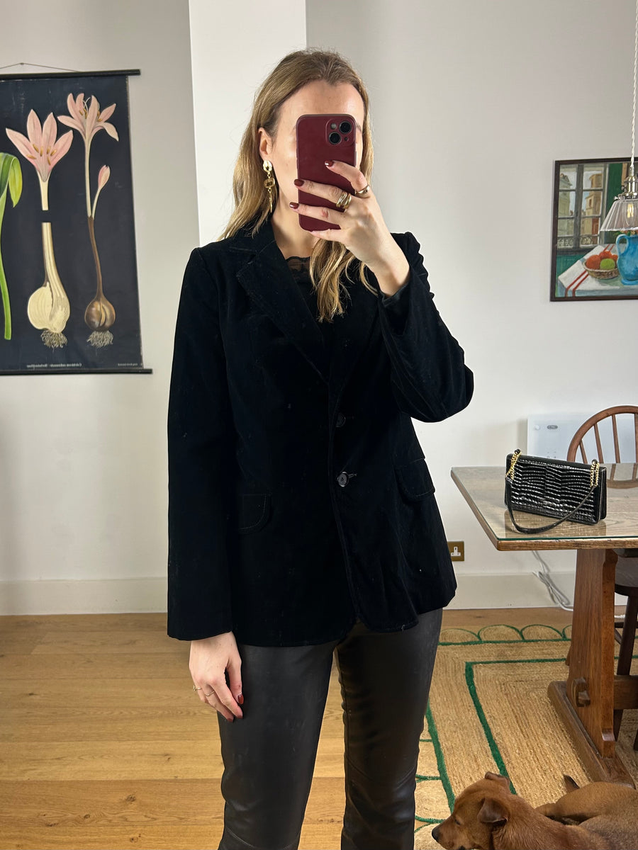 Black Velvet Blazer - S