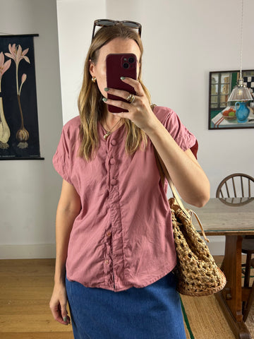 Dusty Pink Scalloped Blouse - M/L