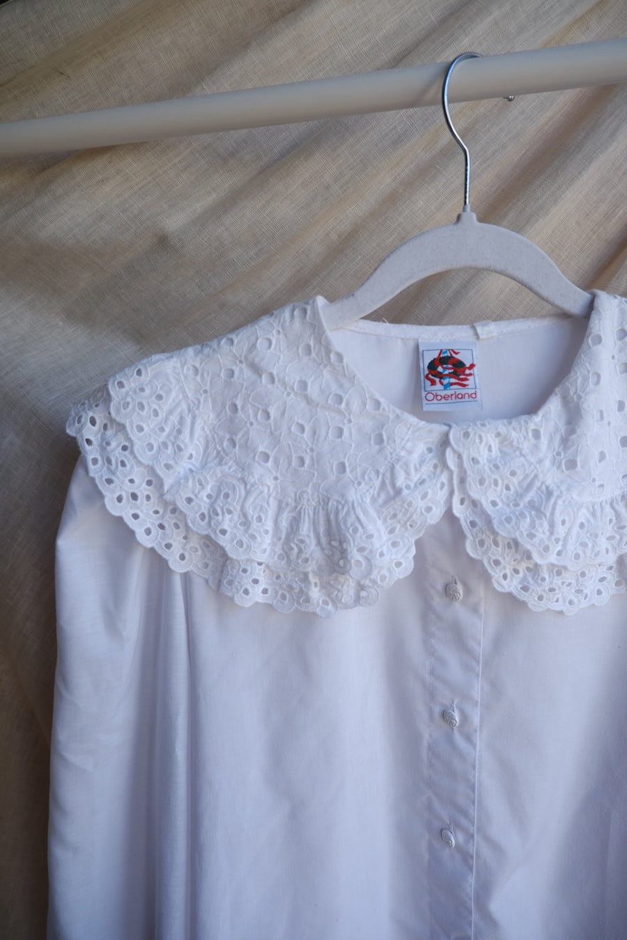 White Oversized Collar Blouse - M