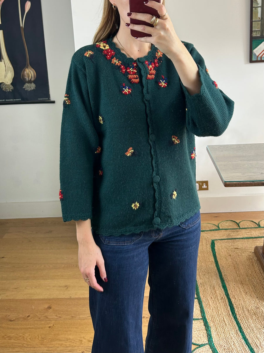 Wool Embroidered Cardigan - S