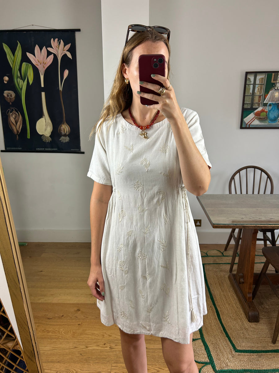 Embroidered Smock Dress - UK 10-14