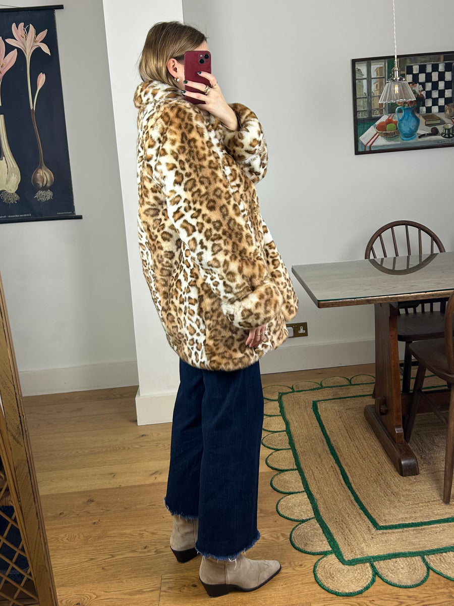 Animal Print Faux Fur Coat - S/M