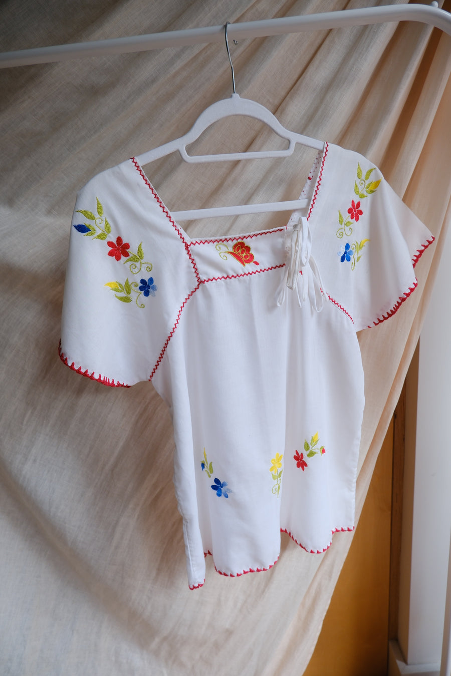 Embroidered Smock Top - S