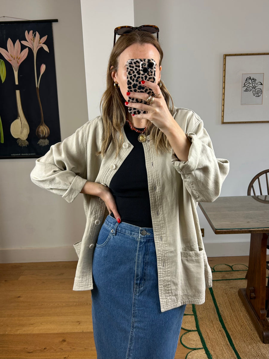 Beige Linen Jacket - L