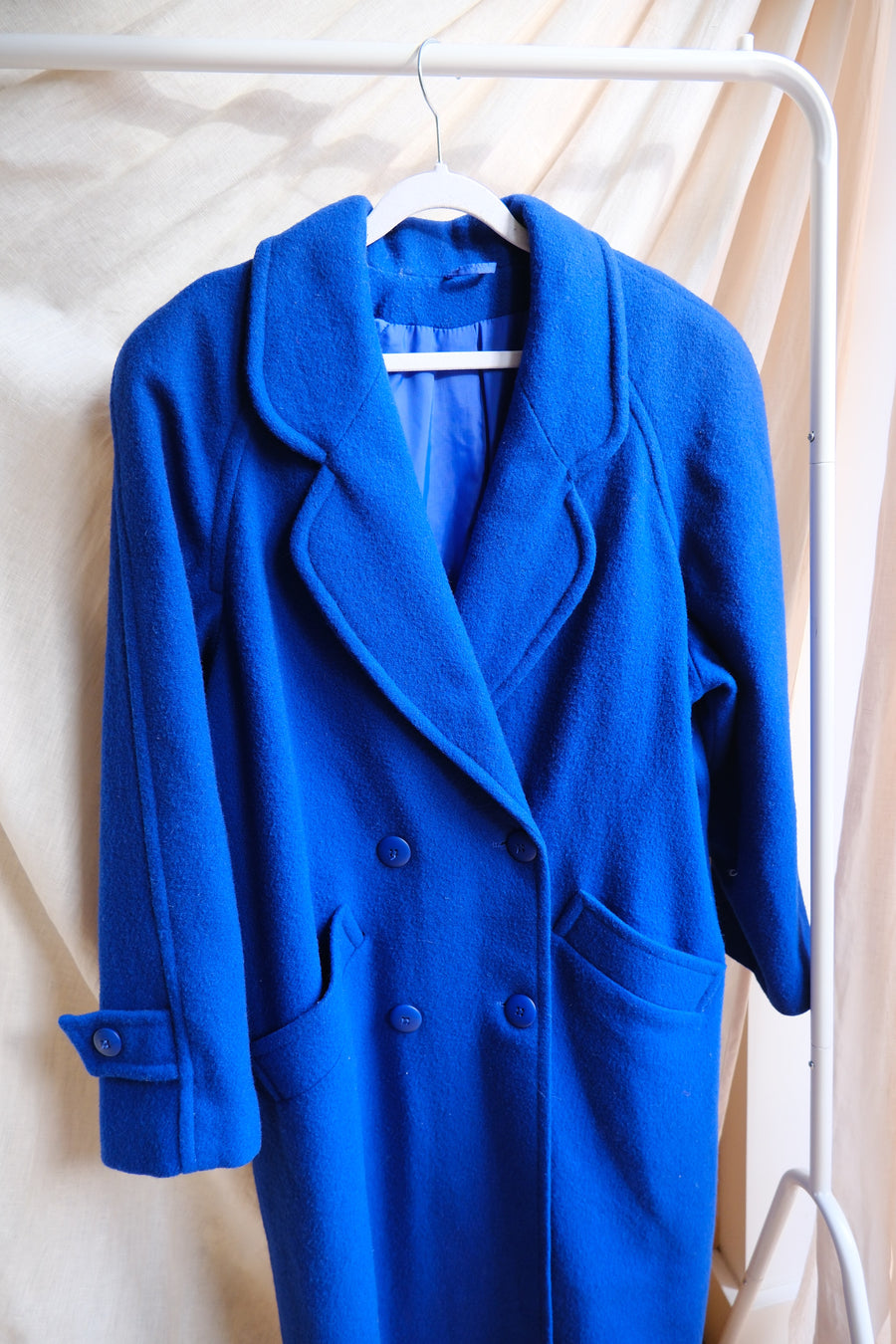 Blue Wool Overcoat - M