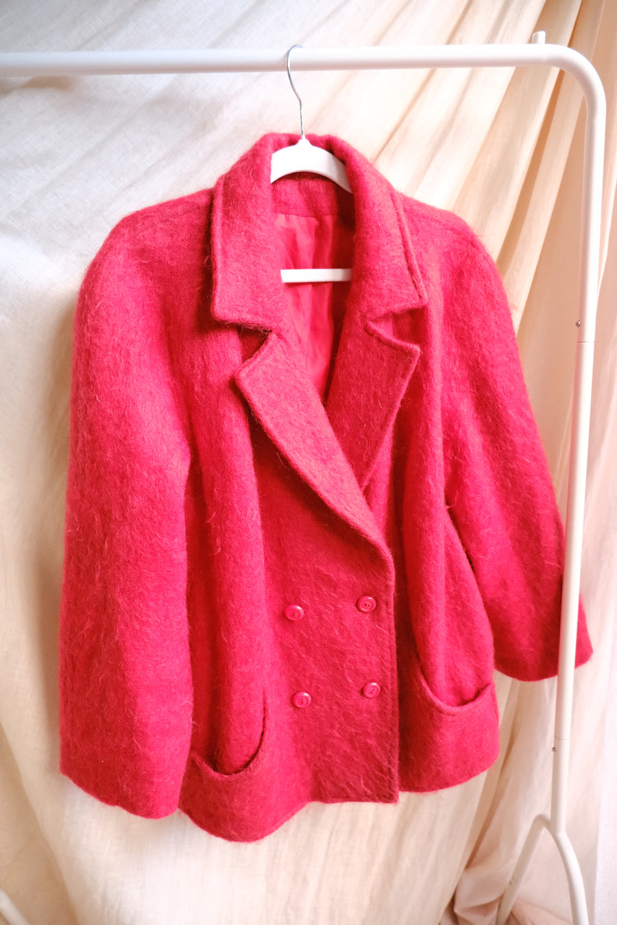 Red Mohair Coat - M