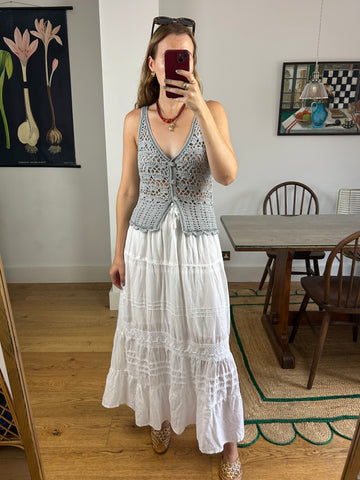 White Tiered Skirt - UK 8-10