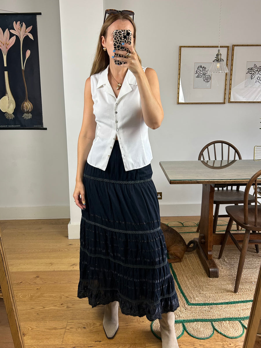 Black Tiered Skirt - UK 16-18