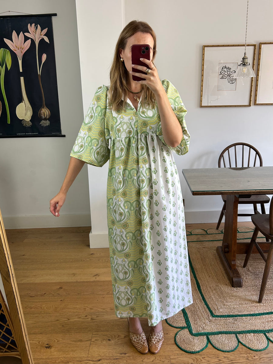 Green Pattern Kaftan Dress - UK 8/10
