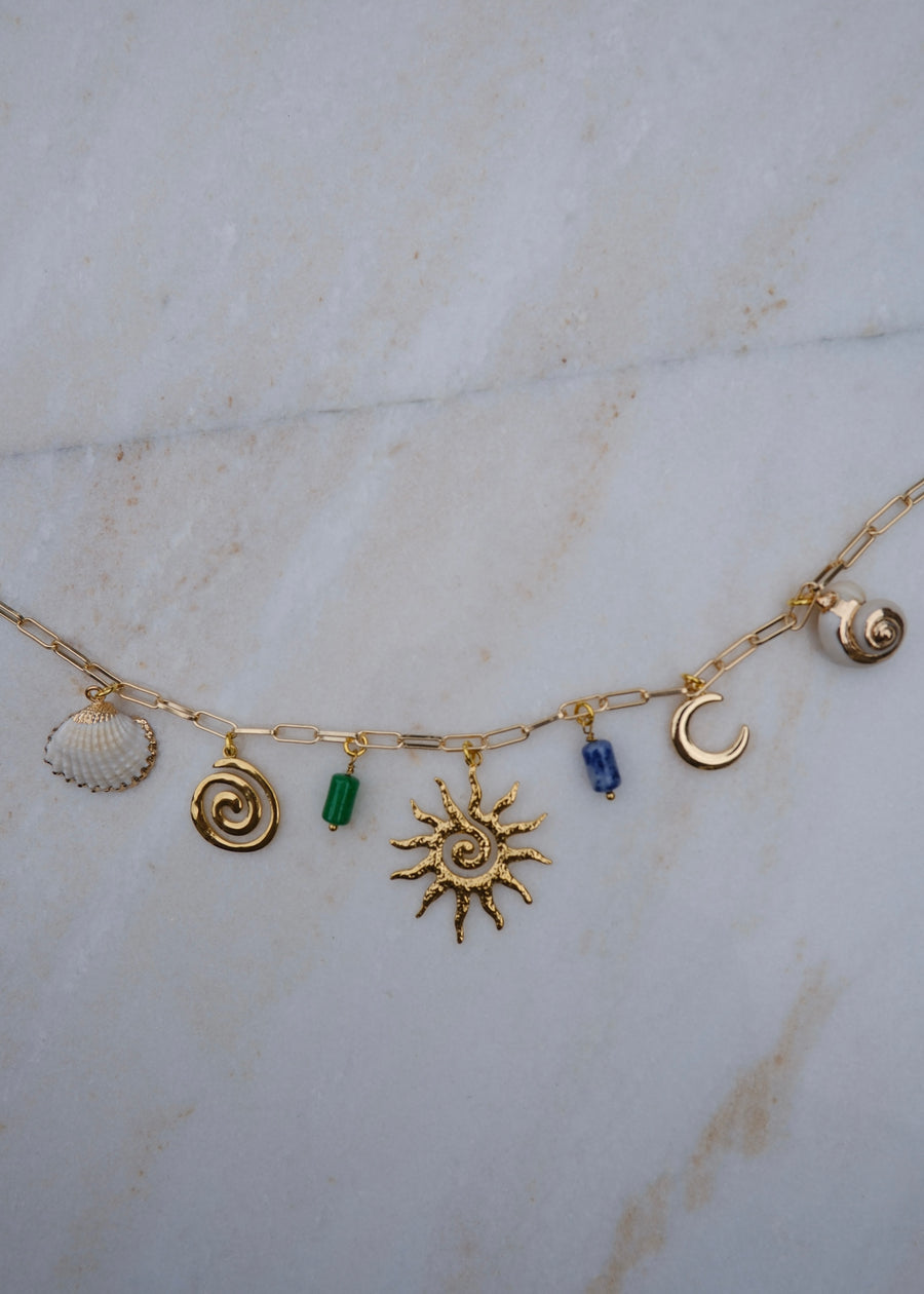 Sun & Shell Charm Necklace