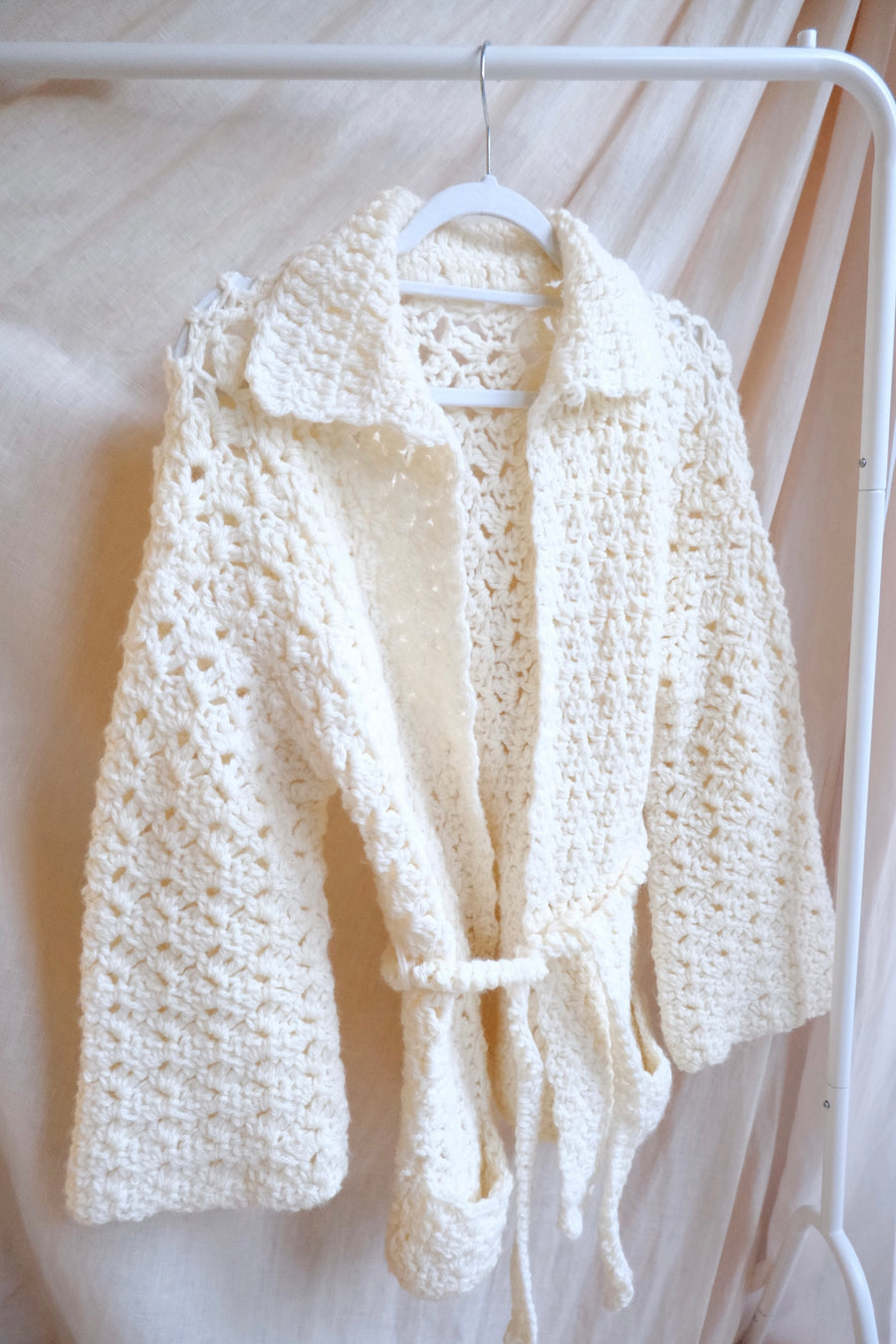 Cream Crochet Cardigan - S-M