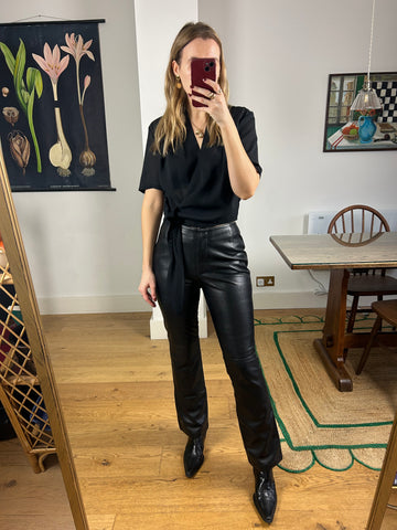 Flared Leather Trousers - UK 10