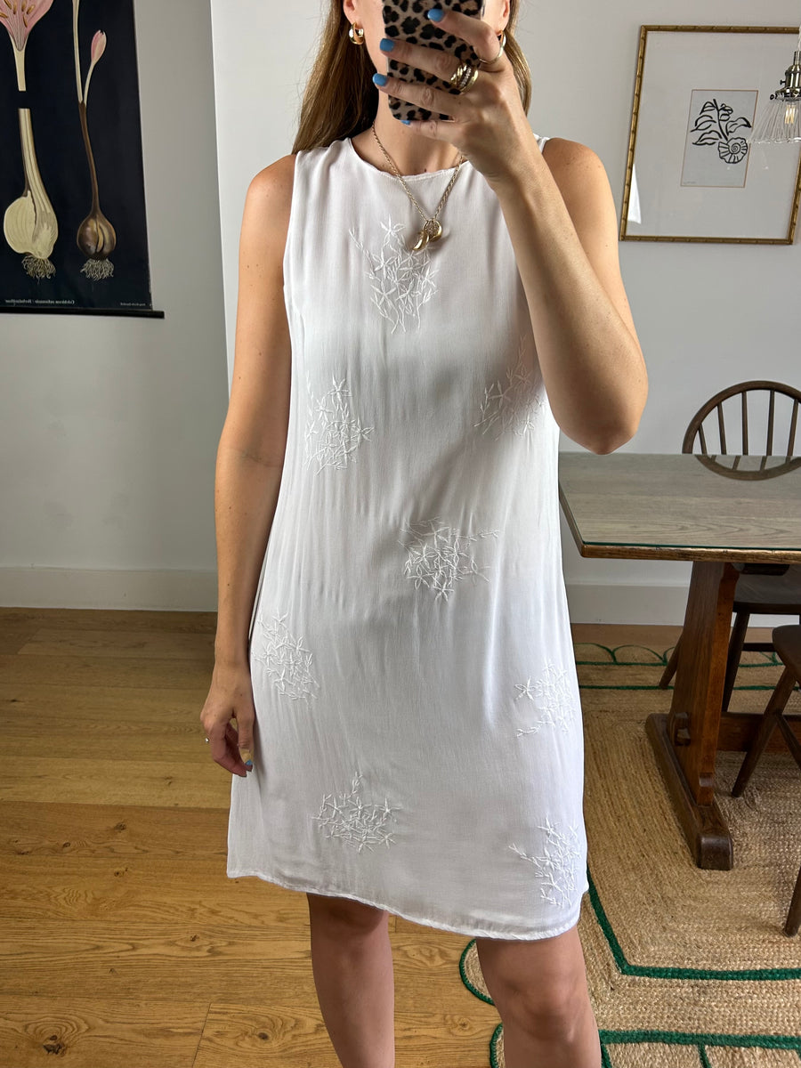 White Embroidered Dress - UK 8-10