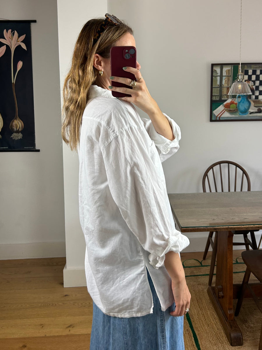 White Linen Shirt - M