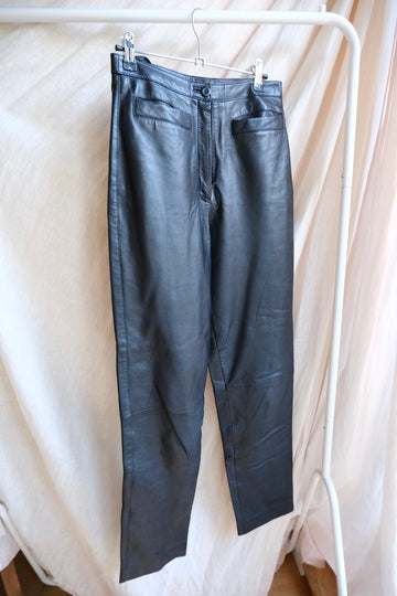 High Waisted Leather Trousers - UK 8