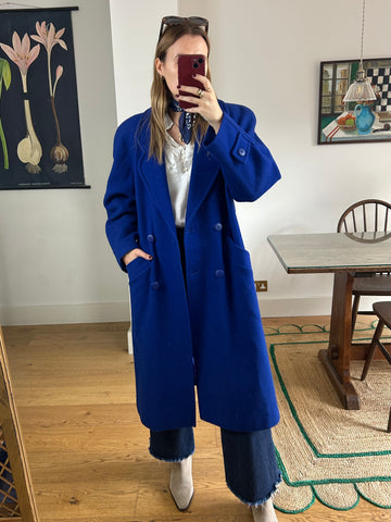 Blue Wool Overcoat - M