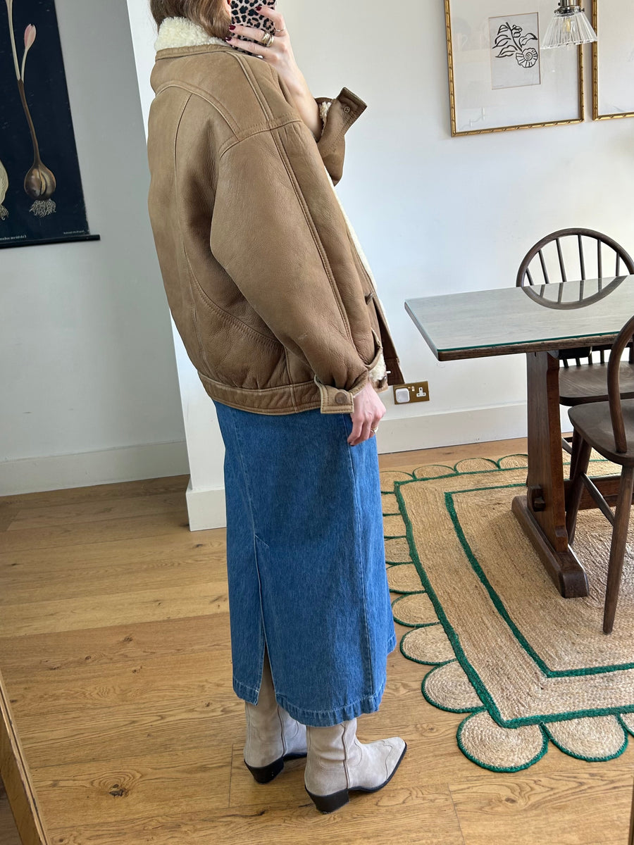 Brown sheepskin coat - S/M