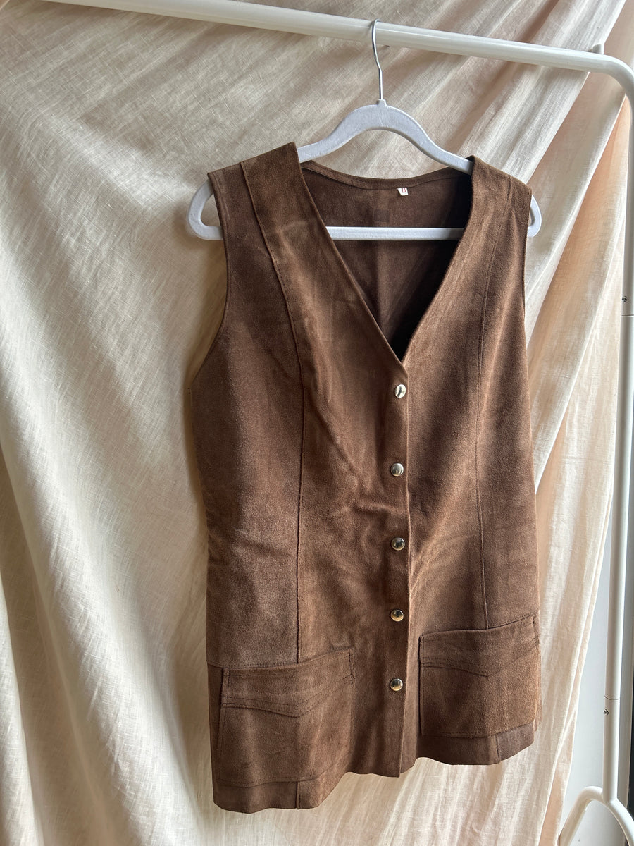 Brown Suede Waistcoat - S