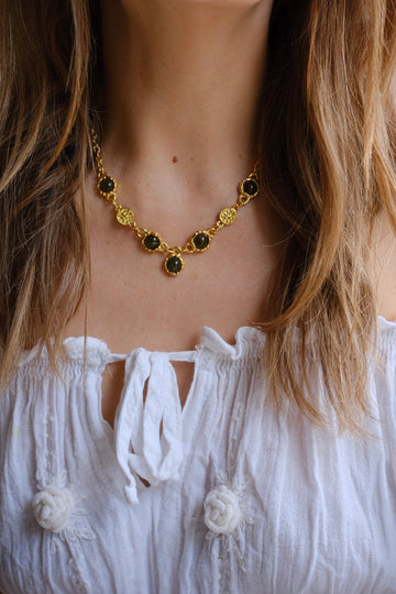 Green Stone Charm Necklace