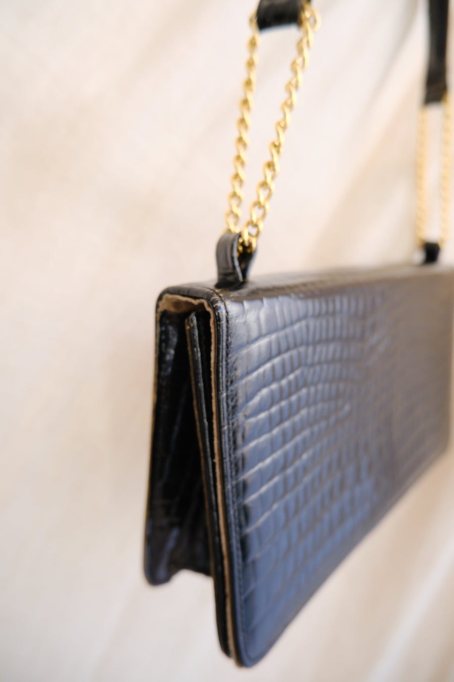 Croc & Chain Leather Bag