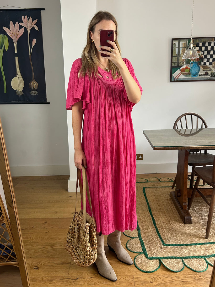 Pink Cotton Maxi Dress - UK 10-14
