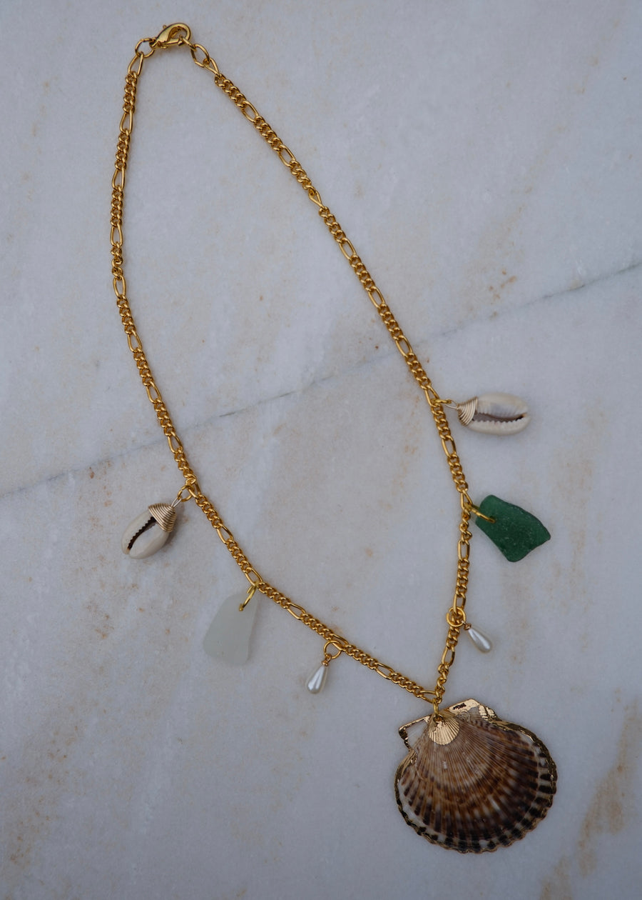 Shell & Sea Glass Charm Necklace