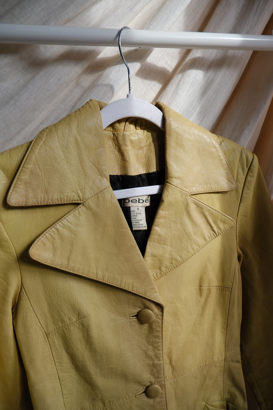 Yellow Leather Trench Coat - XS-S