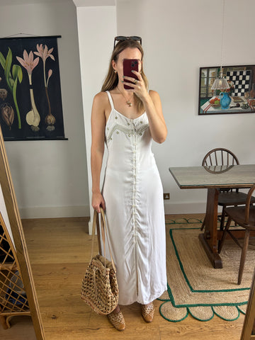 White Embroidered Maxi Dress - UK 12-14