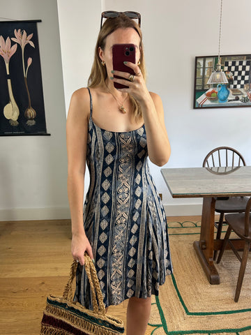 Boho Navy Midi Dress - UK 12