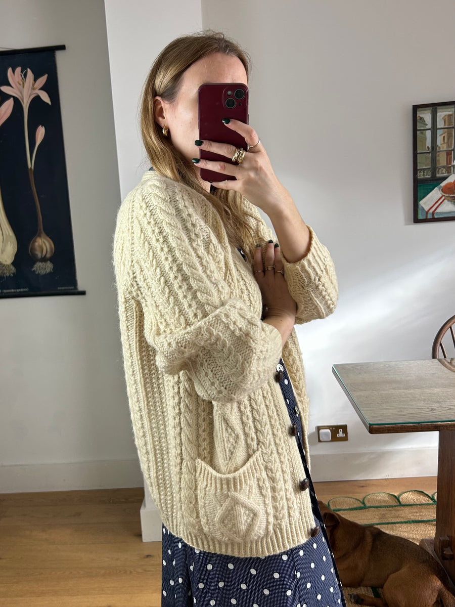 Cable Knit Cardigan - M
