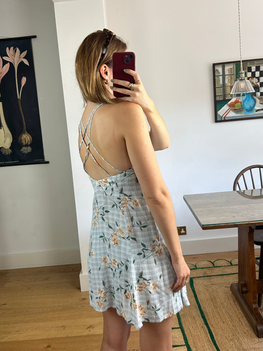 Check & Floral Mini Dress - UK 8/10