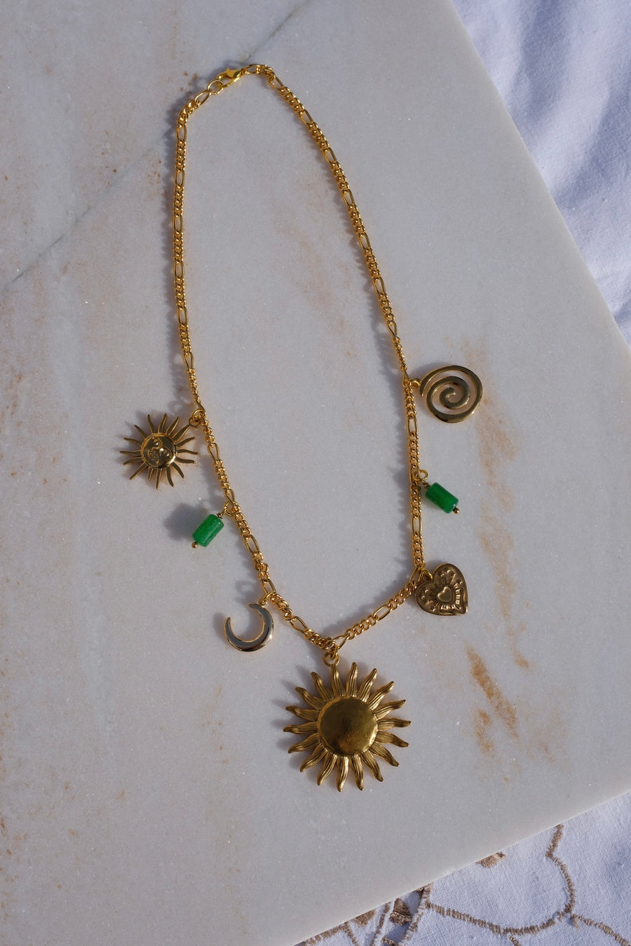 Sun Gold-Plated Charm Necklace