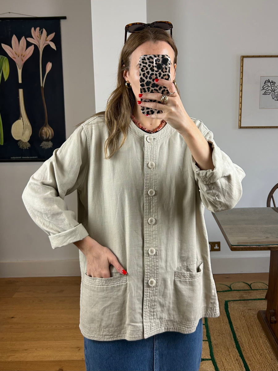 Beige Linen Jacket - L