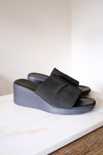 Black Wedge Mules - UK 6