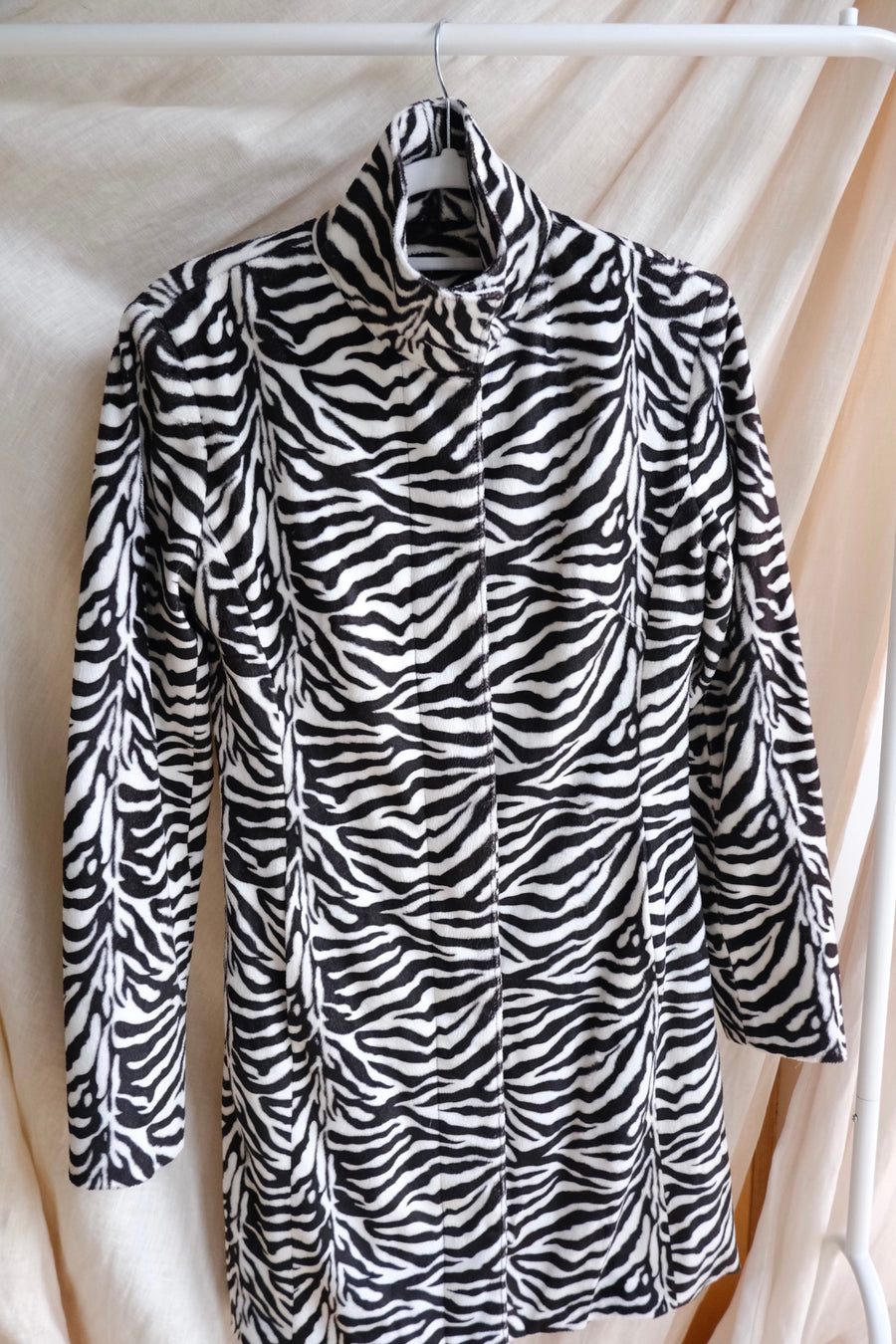Zebra Faux Fur Jacket - S