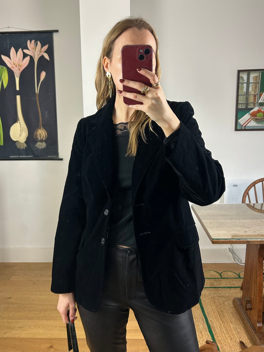 Black Velvet Blazer - S