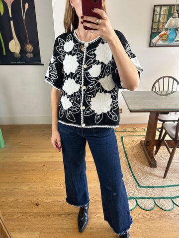 Embroidered Cotton Cardigan - M