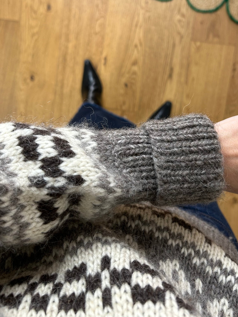 Wool Roll Neck Icelandic Jumper - M