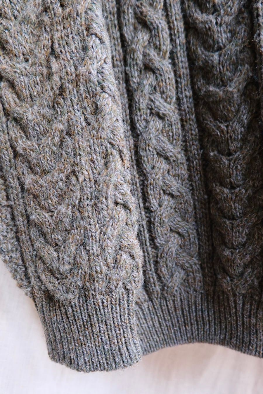 Dark Green Wool Cable Knit Jumper - L