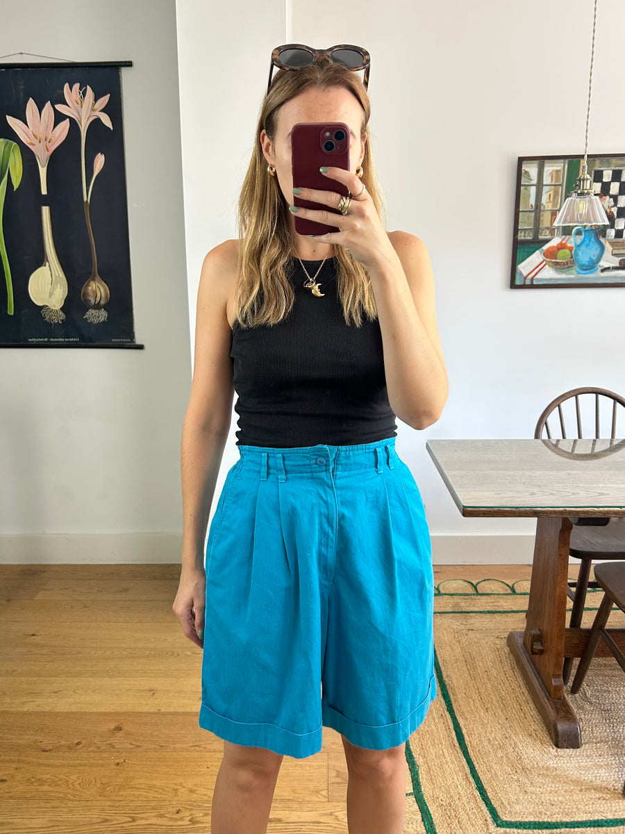 Blue High-Waisted Shorts - UK 8/10