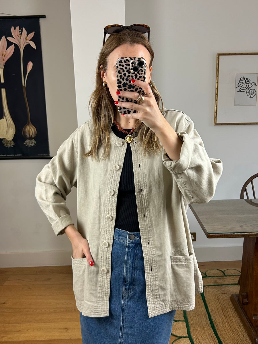 Beige Linen Jacket - L