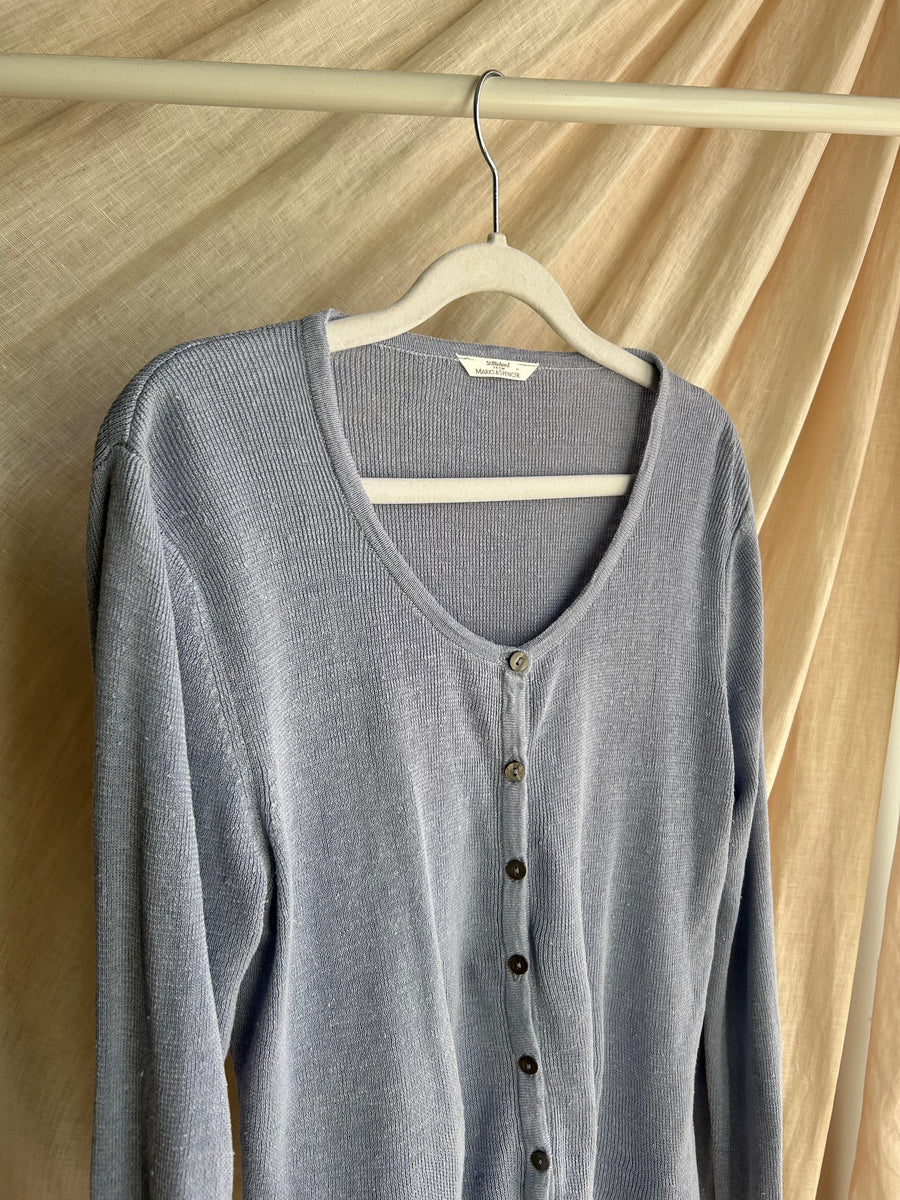 Baby Blue Linen Cardigan - S