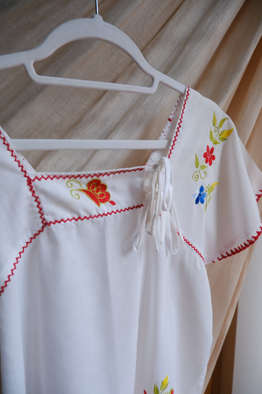 Embroidered Smock Top - S