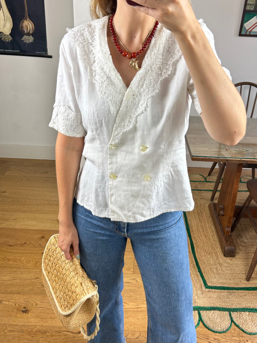 Linen & Lace Blouse - M