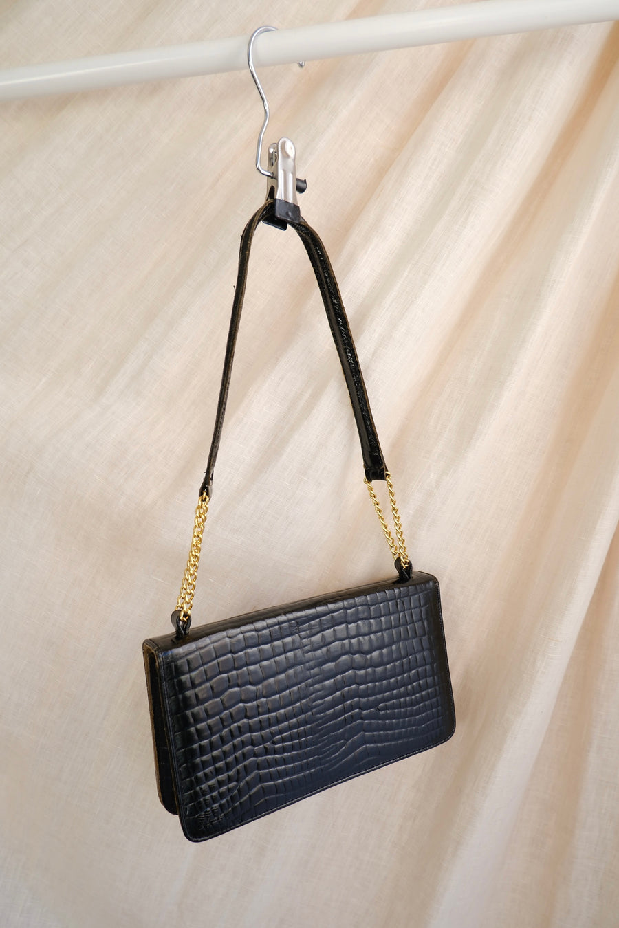 Croc & Chain Leather Bag