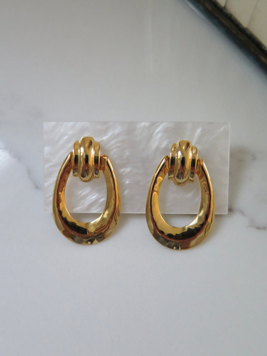 Gold Plated Small Door Knocker Earrings