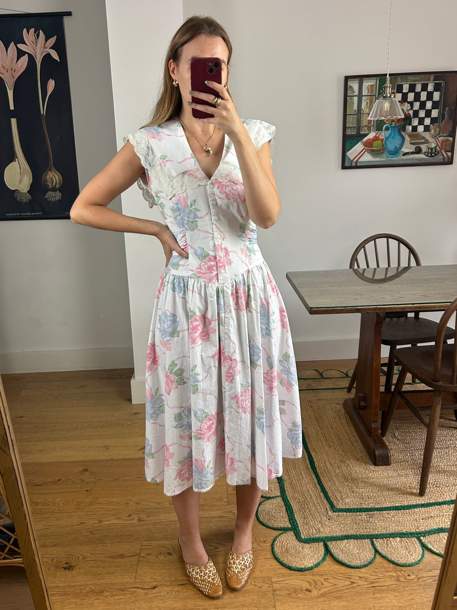 Statement Collar Floral Dress - UK 10
