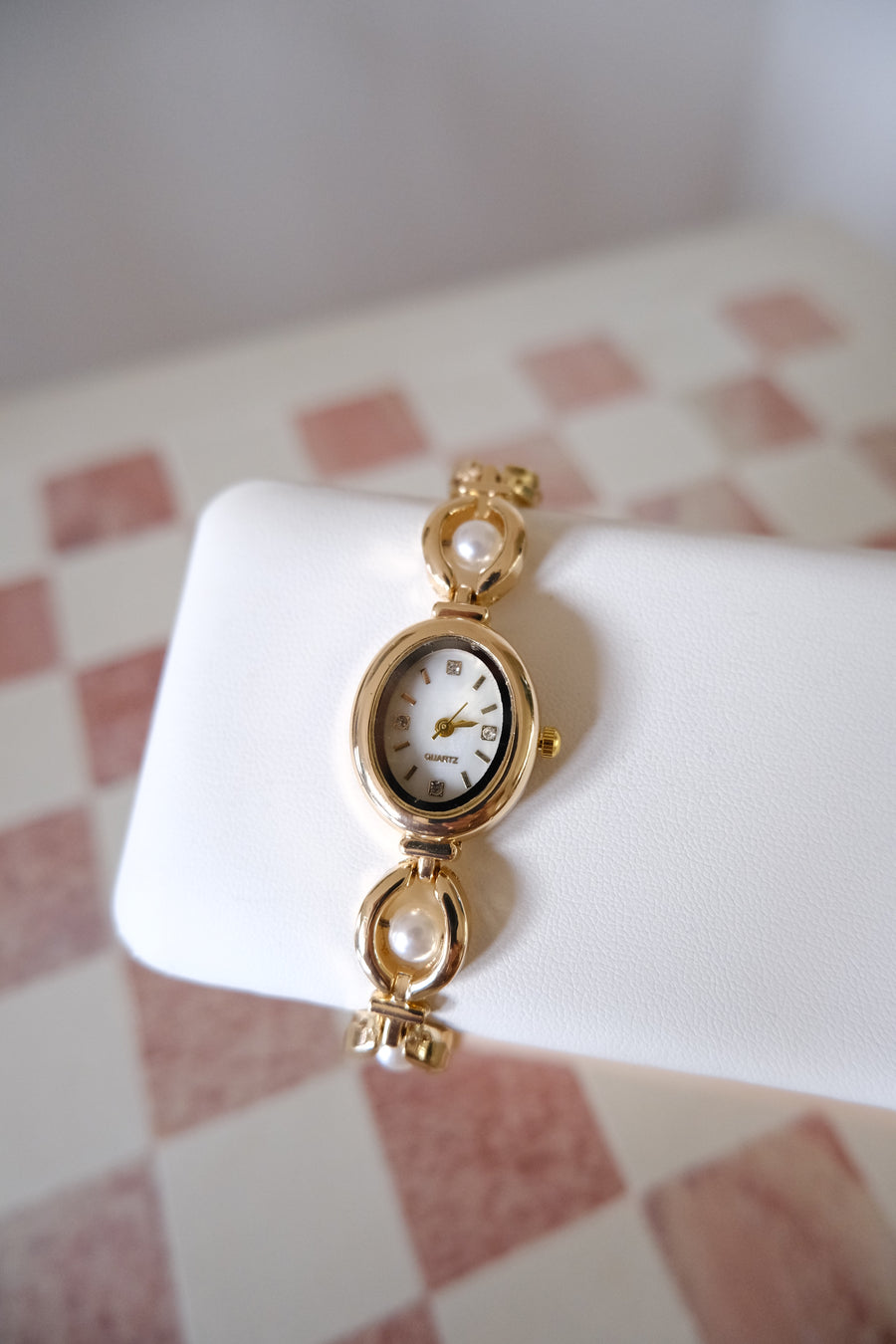 Pearl Beaded Gold Plated Watch
