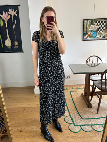 Black Floral Maxi Dress - UK 8-10