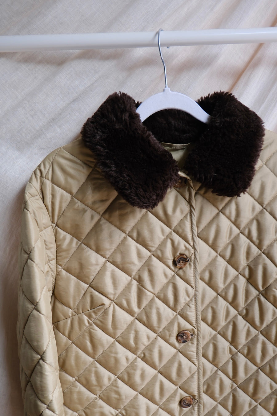Quilted Fur Collar Jacket - M